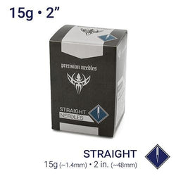 Precision Needles — Box of 100 15g 48mm Straight Piercing Needles