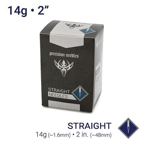 Precision Needles — Box of 100 14g 48mm Straight Piercing Needles
